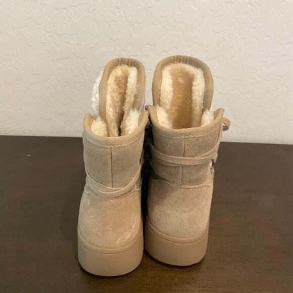 BEAU TODAY shearling/suede boots, camel color, platform bottom 35 EUC - Picture 6 of 7